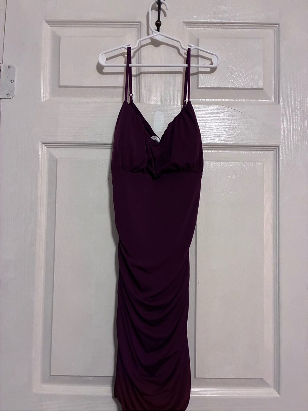 Women's Plum Spaghetti-Strap Ruched Dress